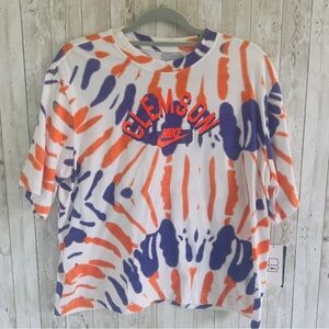 Clemson Nike Orange and Purple Tie Dye Short Sleeve Tee New Medium